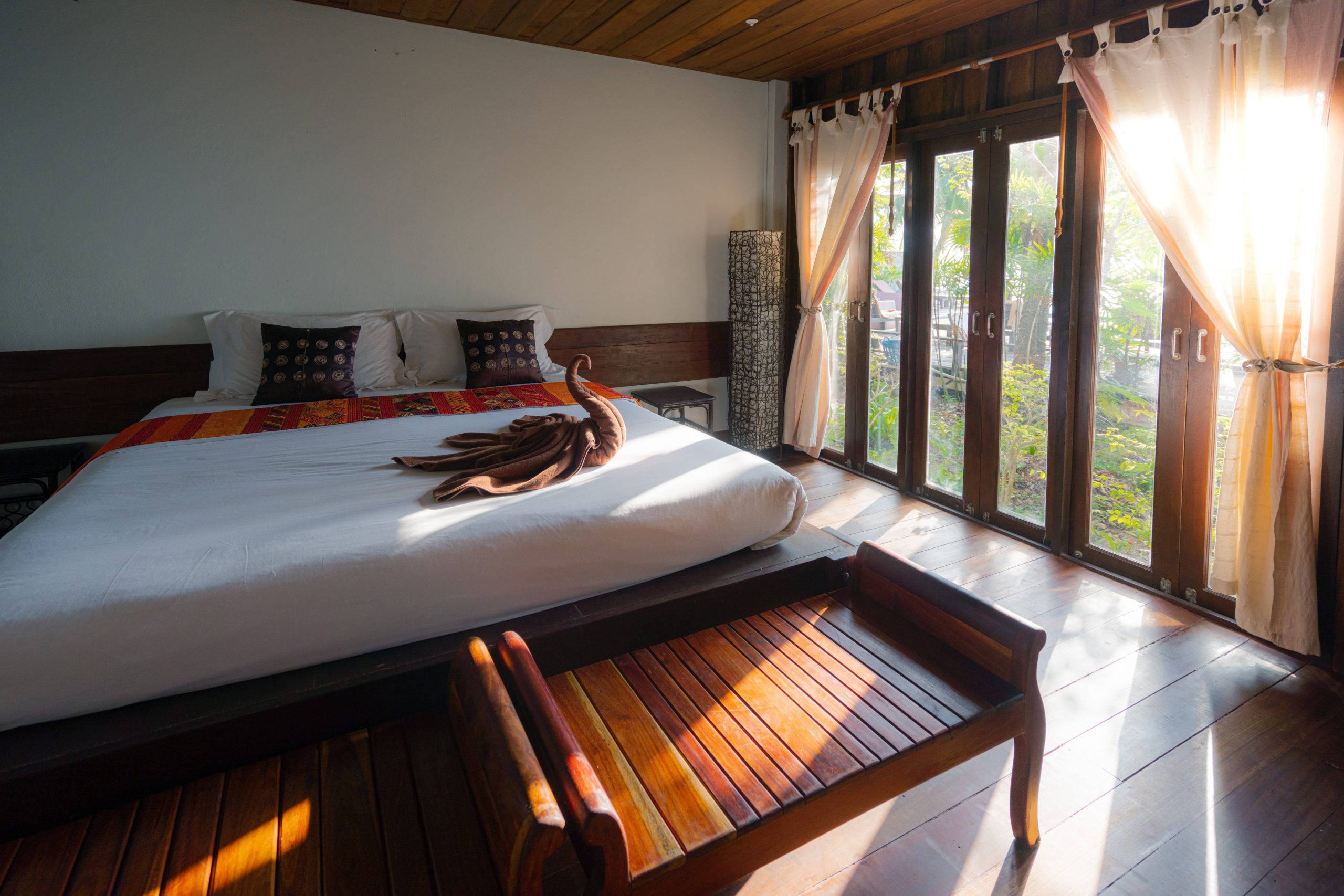 Beautiful hardwood hotel room